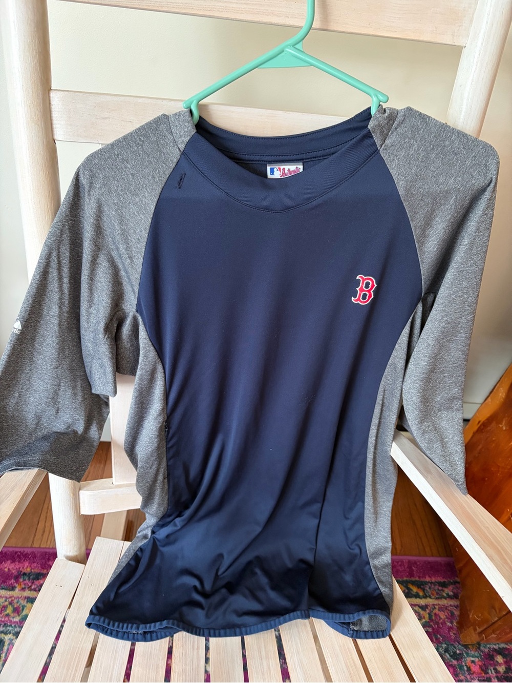 Majestic Authentic Therma Base Boston Red Sox Navy & Gray 3/4 Sleeve Shirt